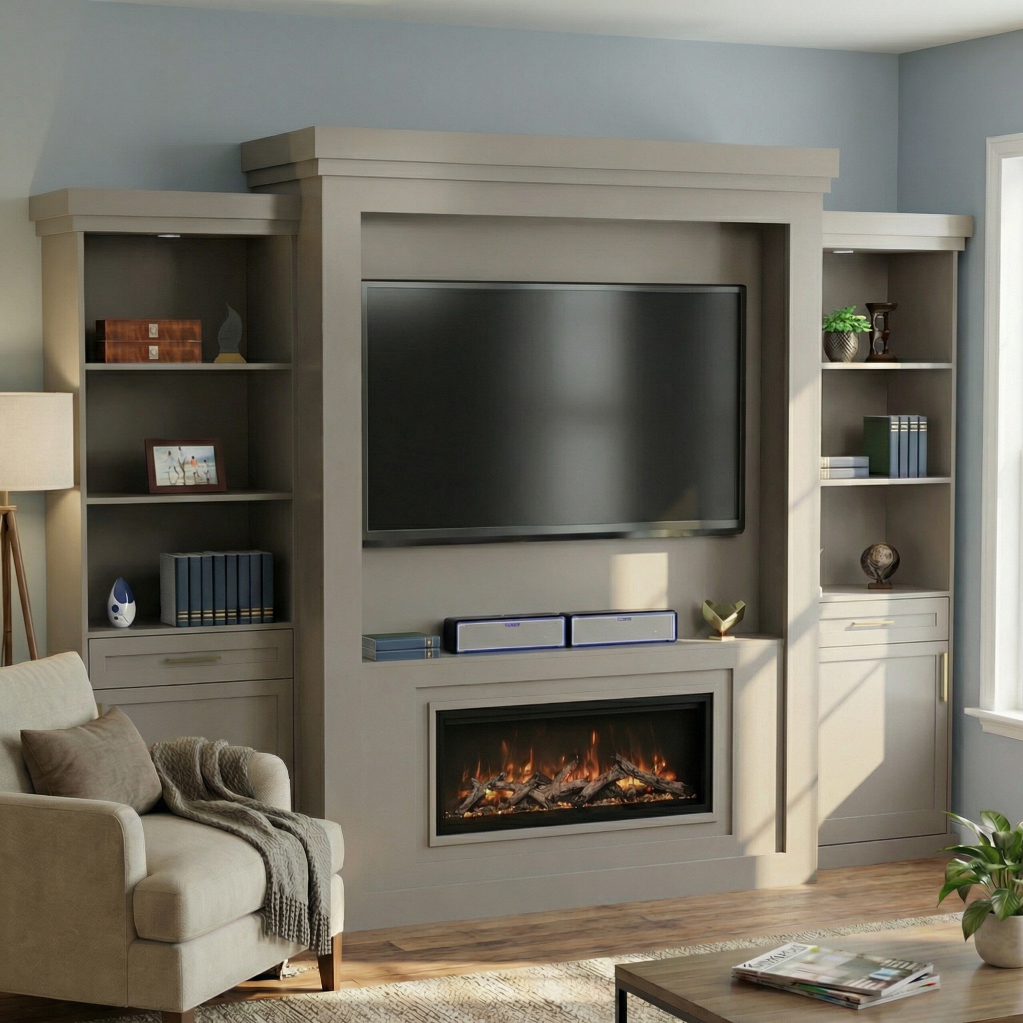 Rotating Murphy Bed Cabinet with Fireplace (Style 6)