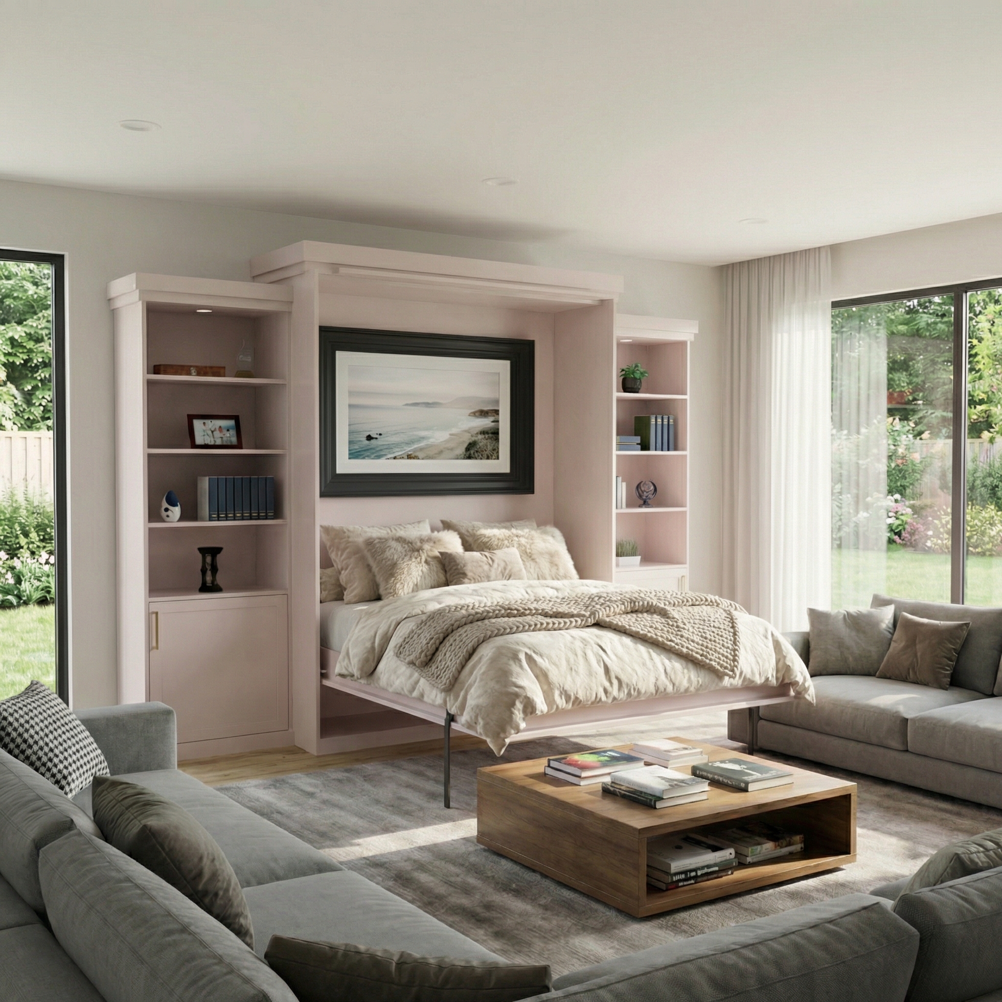 Rotating Murphy Bed Cabinet with Storage (Style 4)