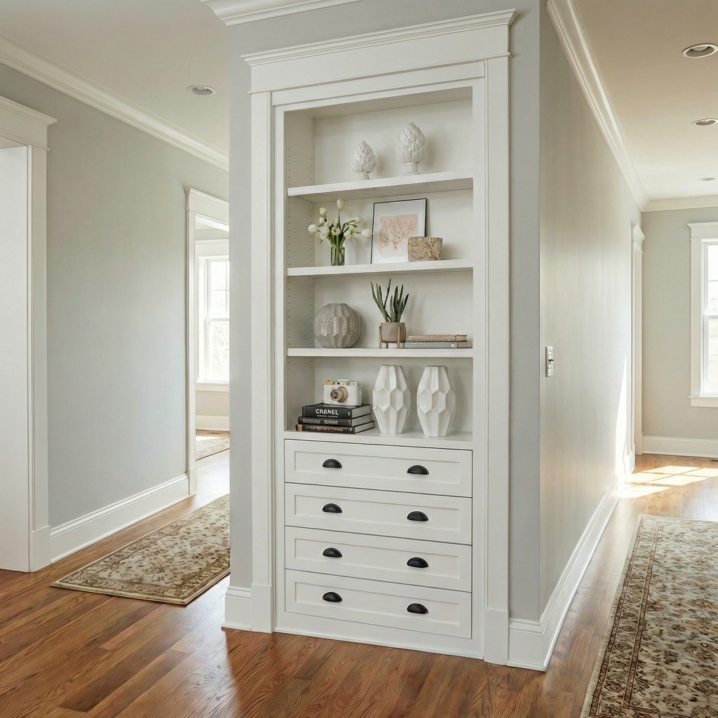 Single Hidden Bookcase Door – Drawer Base Design (Style 4)