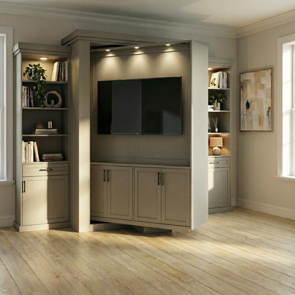 Rotating Murphy Bed Cabinet with TV Center (Style 5)