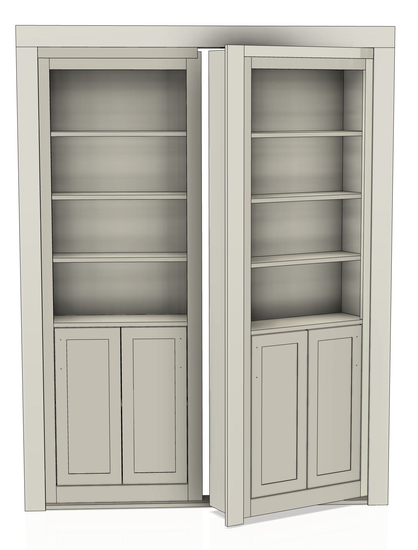 Hidden Bookcase Door - DOUBLE DOOR - Style 3 (Unassembled DIY Kit)