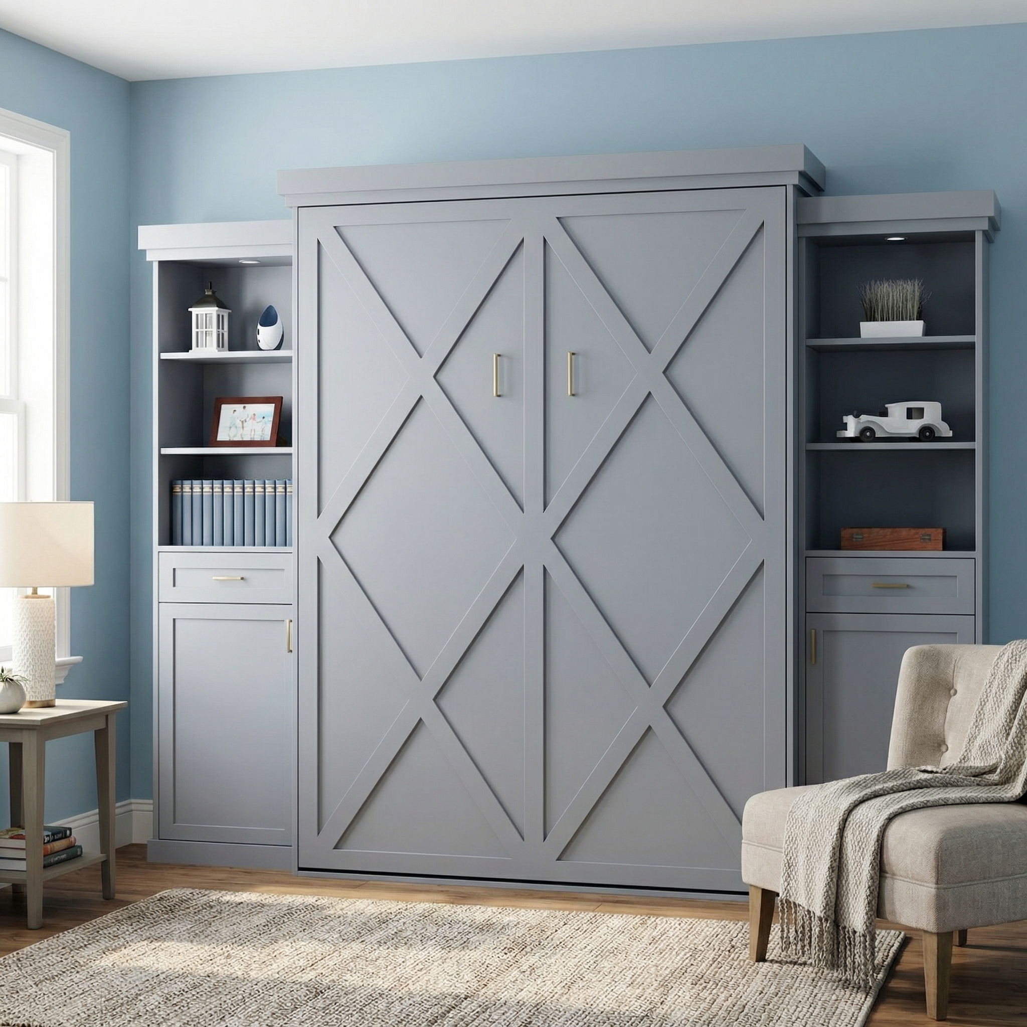 Murphy Bed Cabinet – X Panel Front (Style 3)