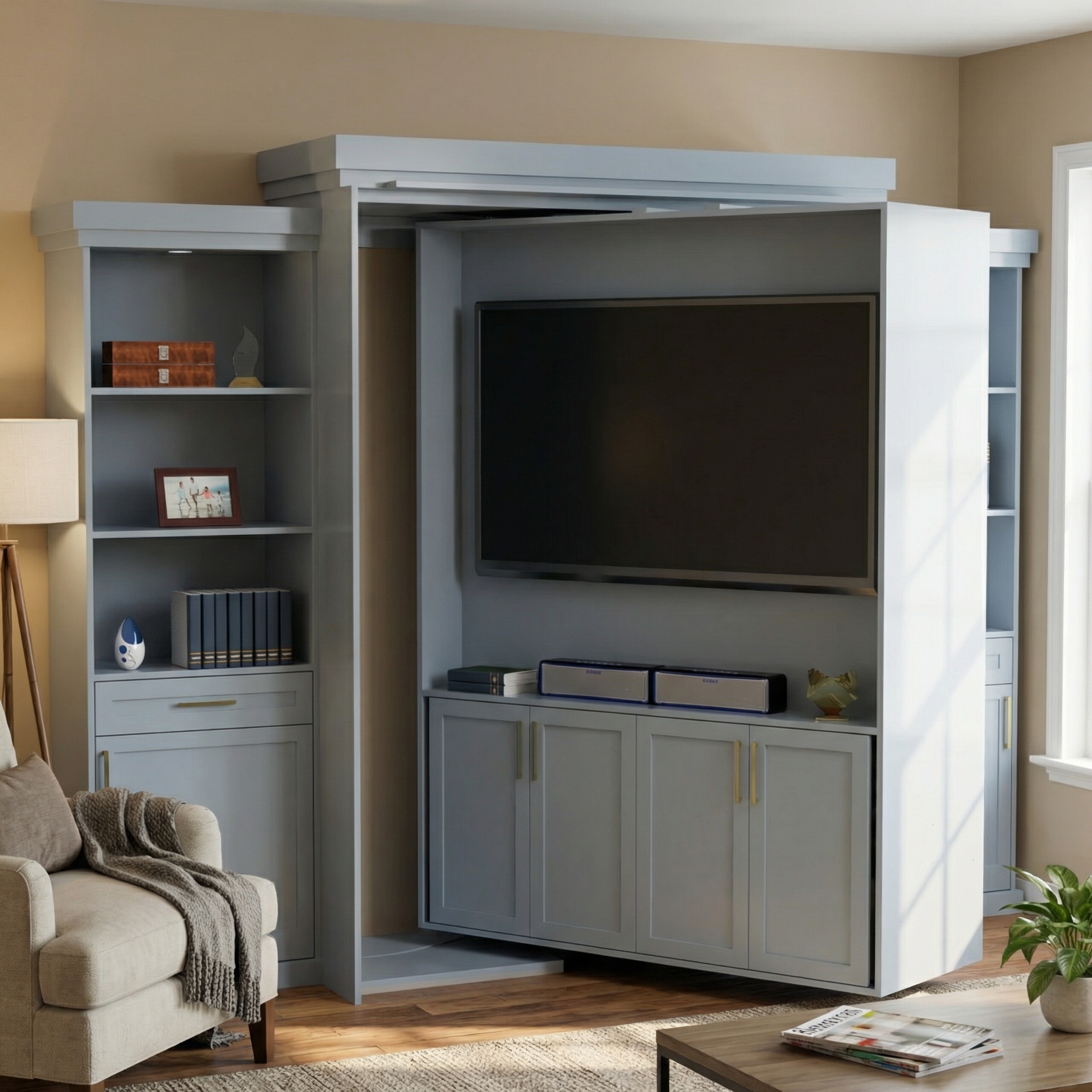 Rotating Murphy Bed Cabinet with TV Center (Style 5)