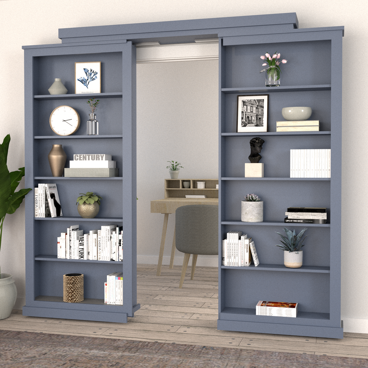 Double Sliding Bookcase Door- Style 1