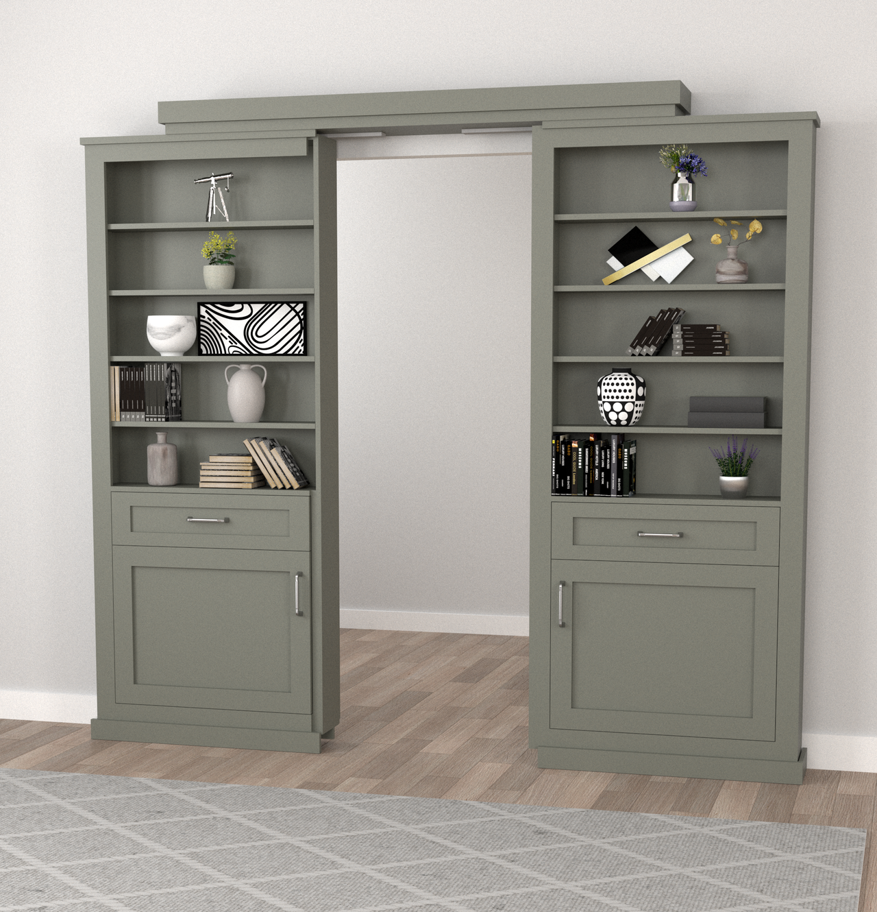 Double Sliding Bookcase Door- Style 3