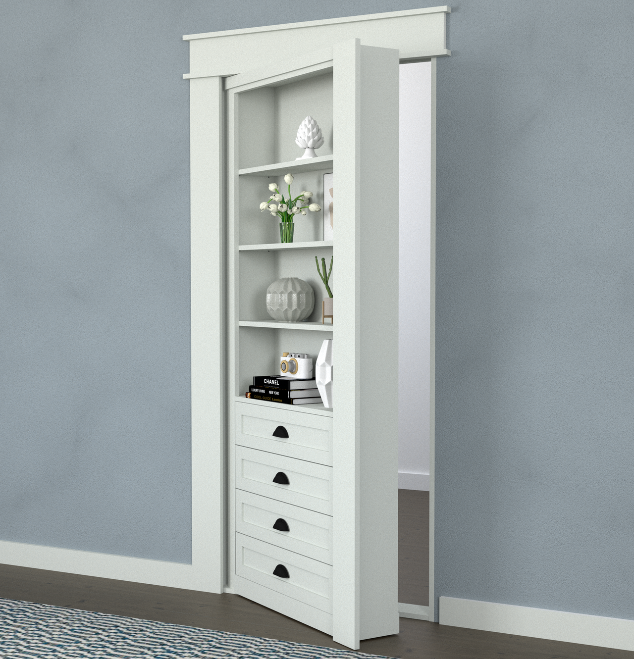 Hidden Bookcase Door - Single Door- Style 4
