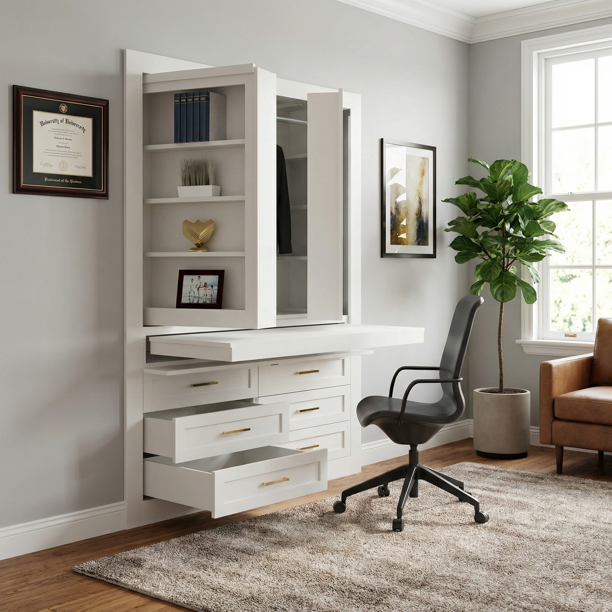 Hidden Closet Double Door with Desk