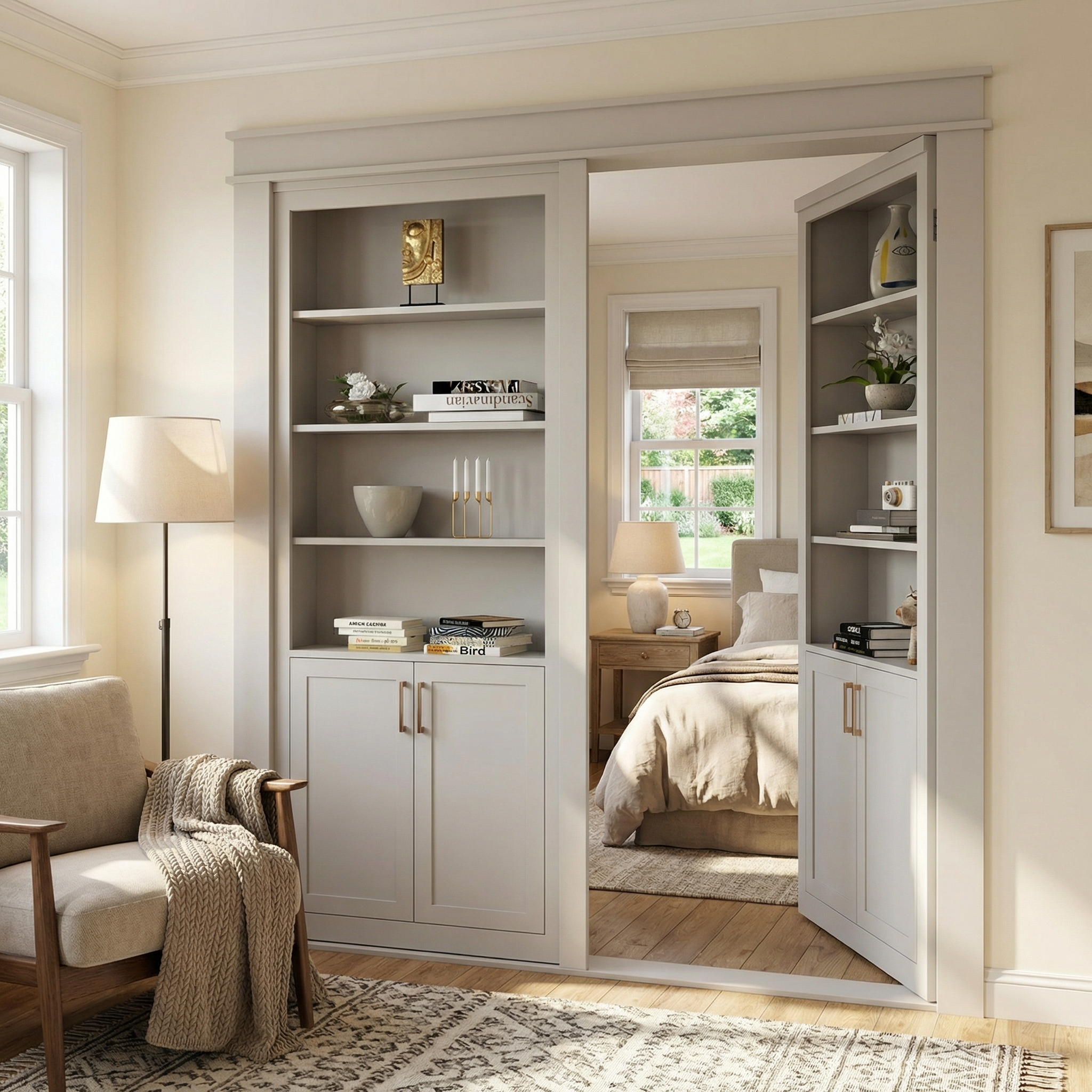 Double Hidden Bookcase Door – Cabinet Base Design (Style 3)