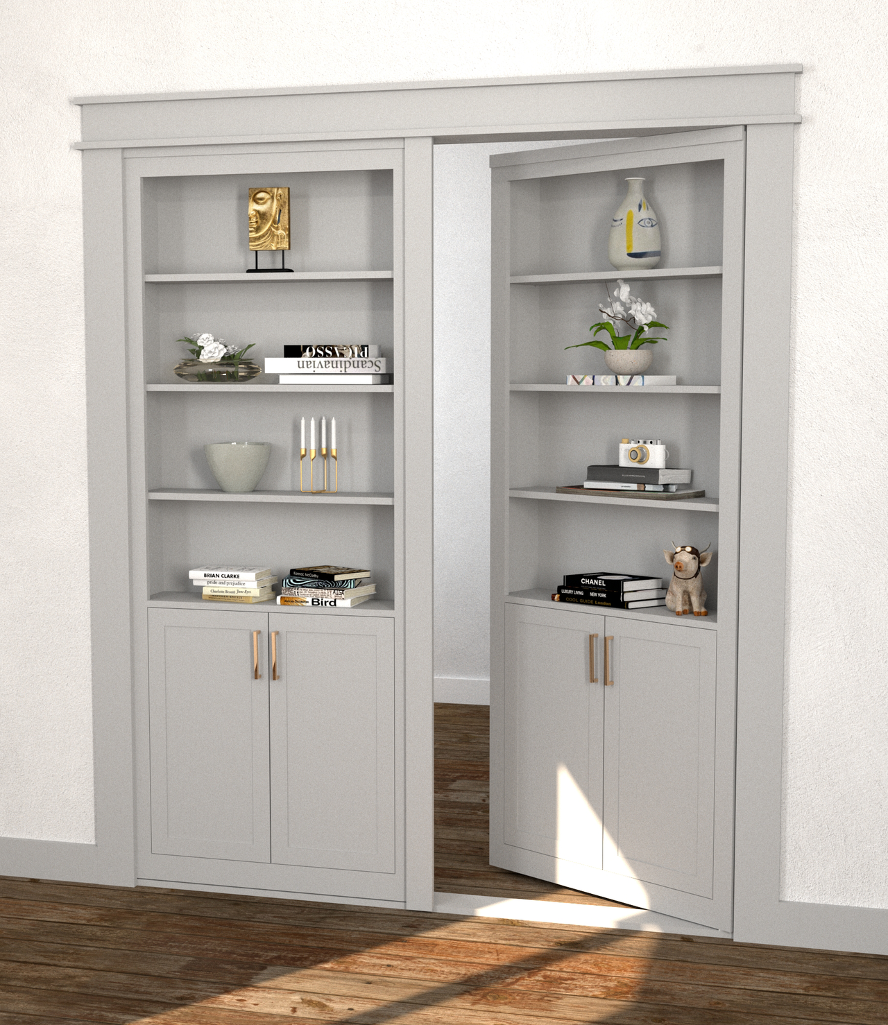 Hidden Bookcase Door - Double Door - Style 3