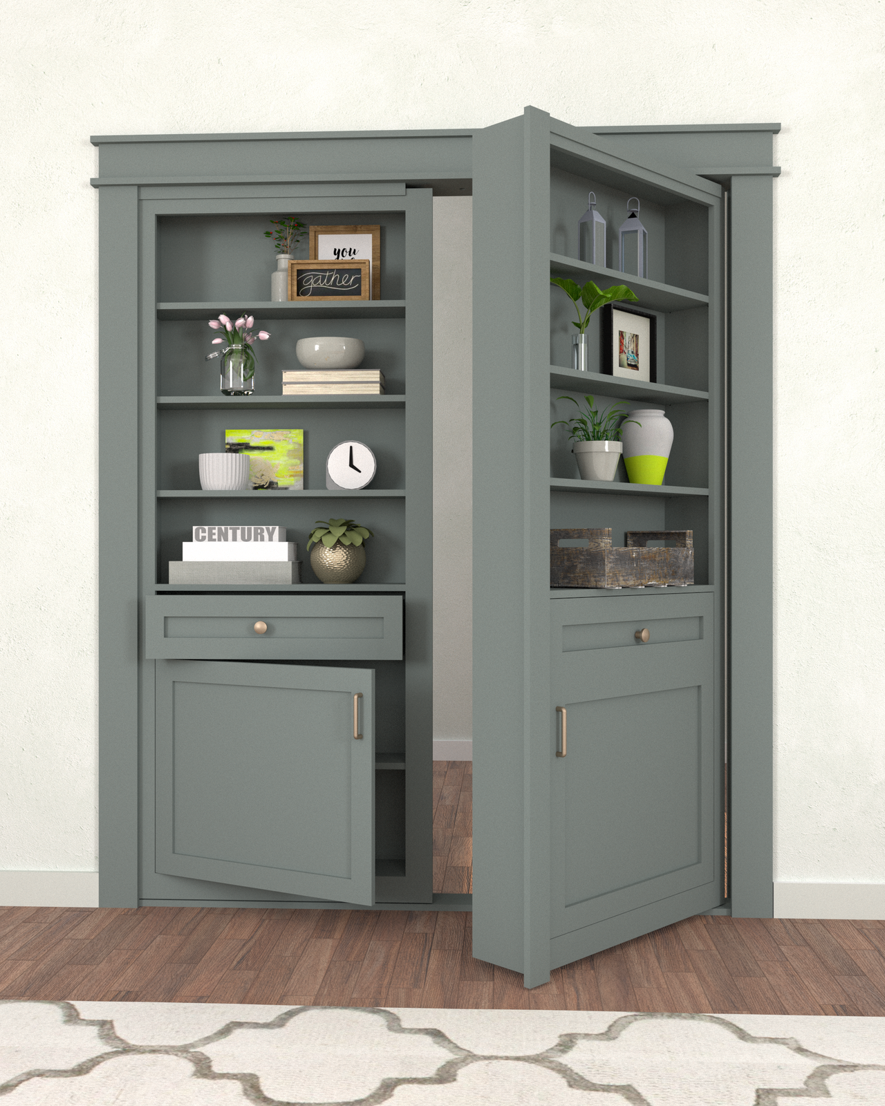Hidden Bookcase Door - Double Door - Style 5